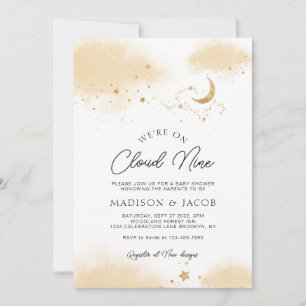 Neutral We're On Cloud Nine Baby Shower Invitation