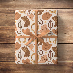Neutral Western Cowboy Rodeo Farm Southern Ranch Wrapping Paper