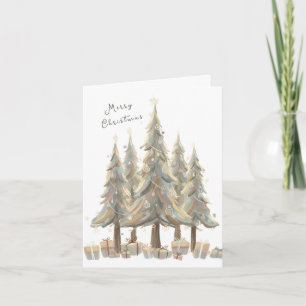 Neutral White Christmas Trees Cream Holiday Card