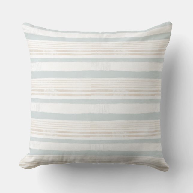Neutral & White Striped Throw Pillow (Front)