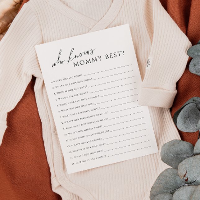 Neutral Who Knows Mummy Baby Shower Game Card (Creator Uploaded)