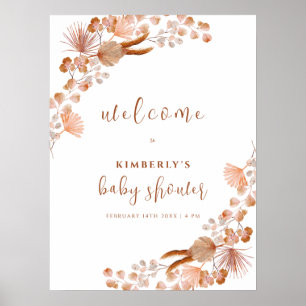 Neutral Wildflower Boho Baby Shower Welcome  Poster