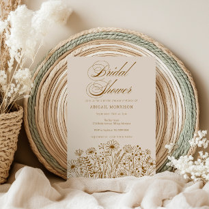 Neutral Wildflower Bridal Shower Invitation