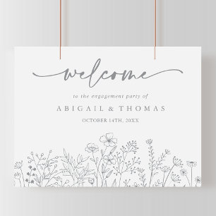Neutral Wildflower Engagement Party Welcome  Poster
