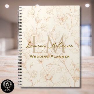 Neutral Wildflower Monogram Business Branding Notebook