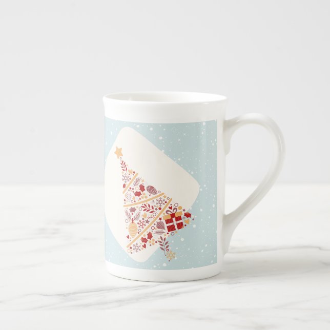 Neutral Winter blue Holiday Wish Christmas Bone China Mug (Right)