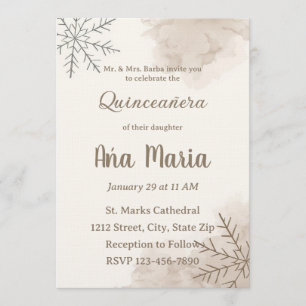 Neutral Winter Quinceañera Invitation – Minimalist