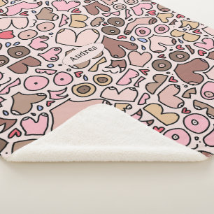 neutral woman breast patten sherpa blanket