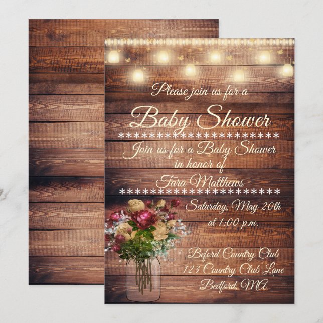 Neutral Wood Baby Shower Invitation (Front/Back)
