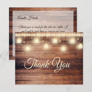 Neutral Wood Baby Shower Thank You Card