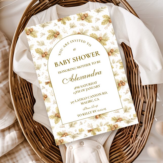Neutral Woodland Leaves Baby Shower Invitation (Creator Uploaded)