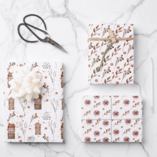 Neutral Woodland Set of 3 Flat Sheet Wraps