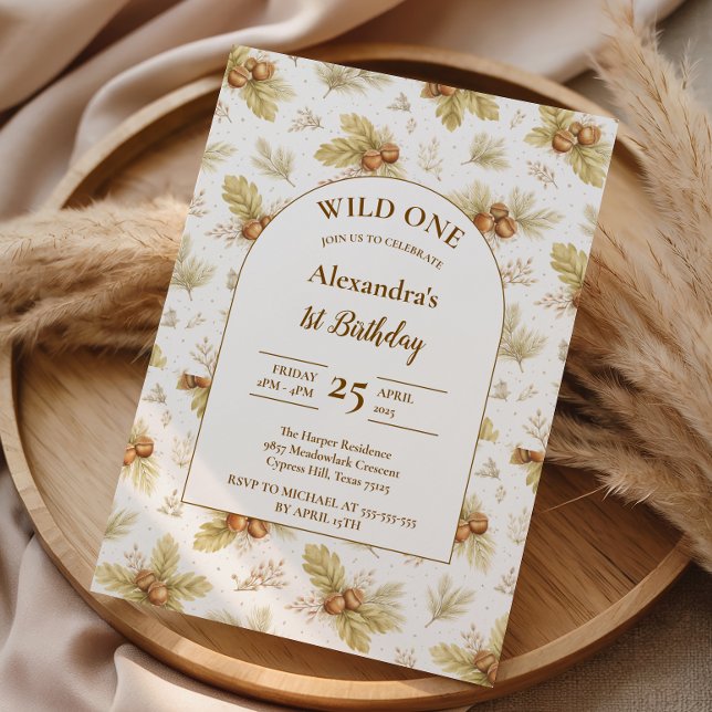 Neutral Woodland Wild One Birthday Invitation (Creator Uploaded)