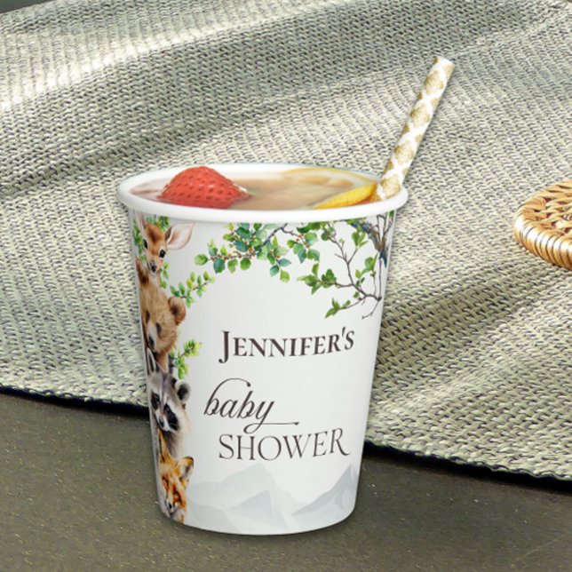 Neutral Woodland Wildlife Baby Shower Party Drink Paper Cups (Creator Uploaded)