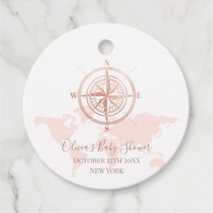 Neutral World Map Travel Adventure Baby Shower Favour Tags