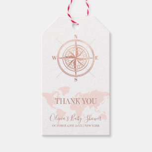 Neutral World Map Travel Adventure Baby Shower Gift Tags