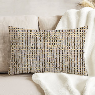 Neutral Woven Look Faux Linen Pattern Grey Brown Decorative Cushion