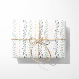 Neutral Wrapping Paper Modern Botanical Stripe