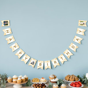 Neutral Yellow Giraffe Safari Photo Birthday Bunting