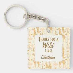 Neutral Yellow Giraffe Safari Wild One Favor Key Ring