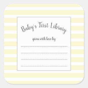 Neutral Yellow Stripe baby shower book sticker