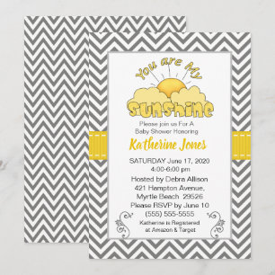 Neutral You Are My Sunshine Baby Shower Invitation