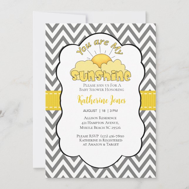 Neutral You Are My Sunshine Baby Shower Invitation (Front)