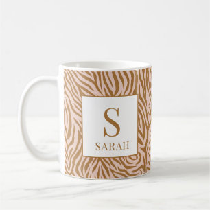 Neutral Zebra Custom Initial Name Mug
