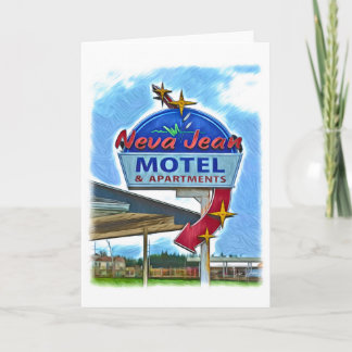 Neva Jean Motel Retro Neon Sign Greeting Card