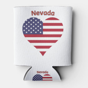 Nevada American Flag Heart Can Cooler