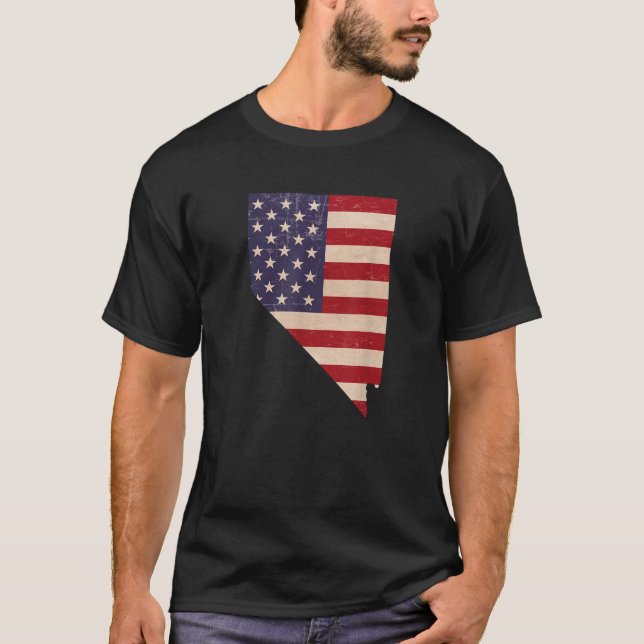 Nevada American Flag Vintage T-Shirt (Front)