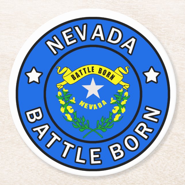 Nevada Battle Born Round Paper Coaster (Front)