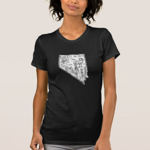 Nevada Battleborn State Shape Symbols Fish Bighorn T-Shirt