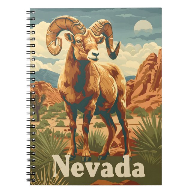 Nevada Bighorn sheep Vintage Notebook (Front)