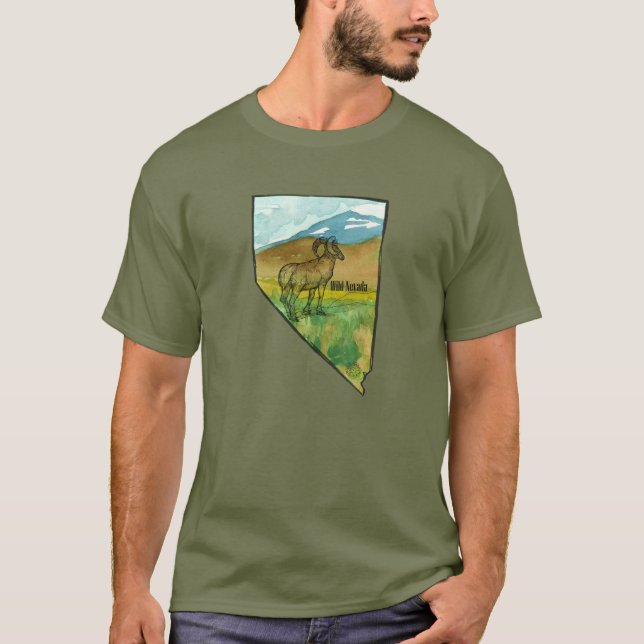 Nevada Bighorn Wildlife Desert Mountains T-Shirt (Front)