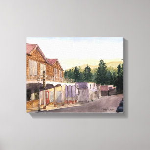 NEVADA CITY - watercolor, wrapped canvas print