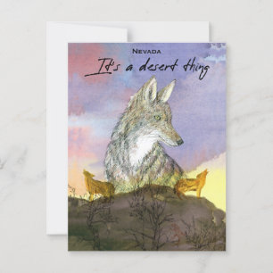 Nevada Coyote It's A Desert Thing Sunset Postcard