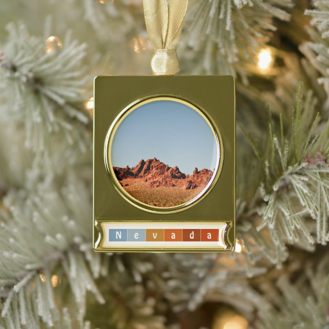 Nevada Desert  Gold Plated Banner Ornament (Tree)