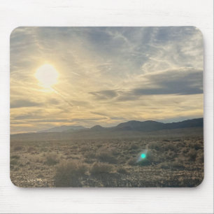 Nevada Desert Sunset – Golden Sky Over Horizon Mouse Mat