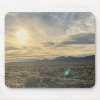 Nevada Desert Sunset – Golden Sky Over Horizon Mouse Mat
