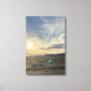 Nevada Desert Sunset – Vertical Golden Sky Canvas Print