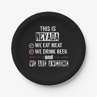 Nevada Eat Meat Drink Beer Awesome Paper Plate