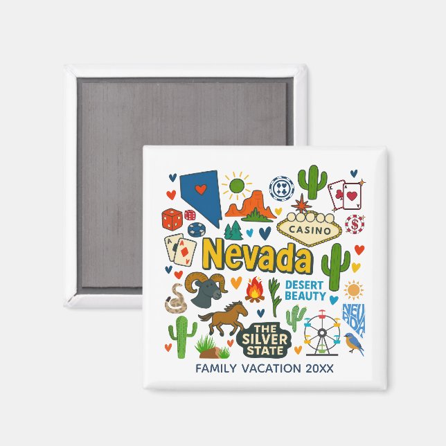 Nevada Family Trip Keepsake Personalised Magnet (Front/Back)