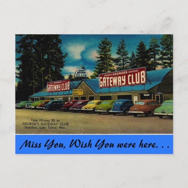 Nevada, George's Gateway Club, Lake Tahoe Postcard (Front)
