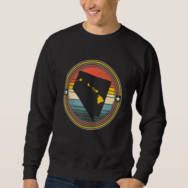 Nevada Hawaii Roots Origine State Map Retro Sweatshirt (Front)