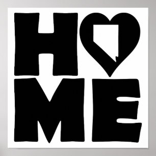 Nevada Home Heart State Poster Sign