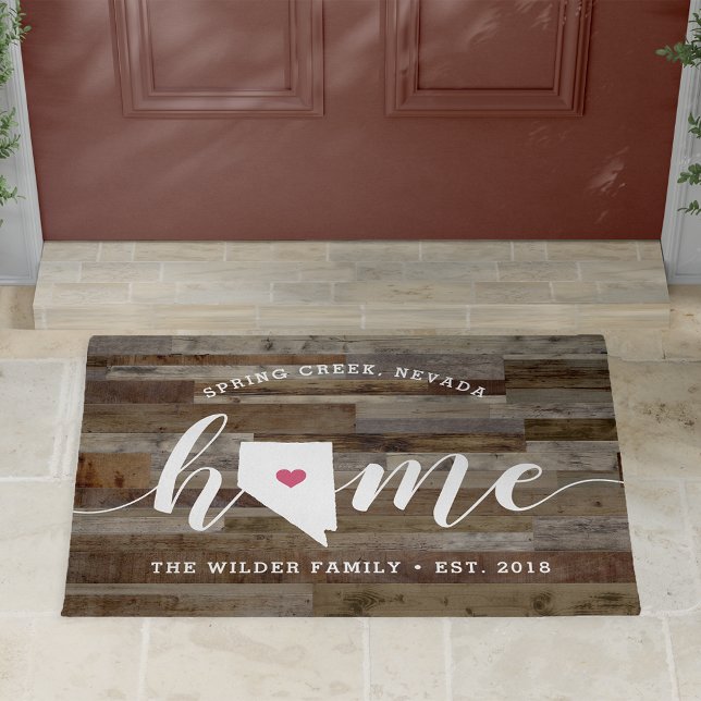 Nevada Home State Personalised Wood Look Doormat (Creator Uploaded)