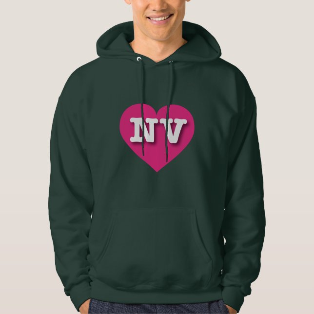 Nevada Hot Pink Heart - I love NV Hoodie (Front)