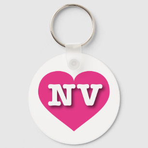 Nevada Hot Pink Heart - I love NV Key Ring