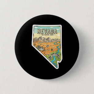 Nevada map vintage travel state pride adventure 6 cm round badge